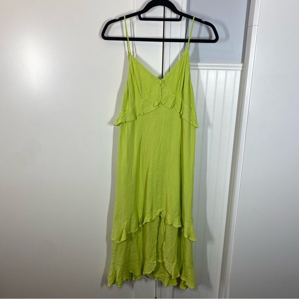 Lulus Island Time Lime Green‎ ruffled midi dress beach vacation spring summer - Picture 2 of 9